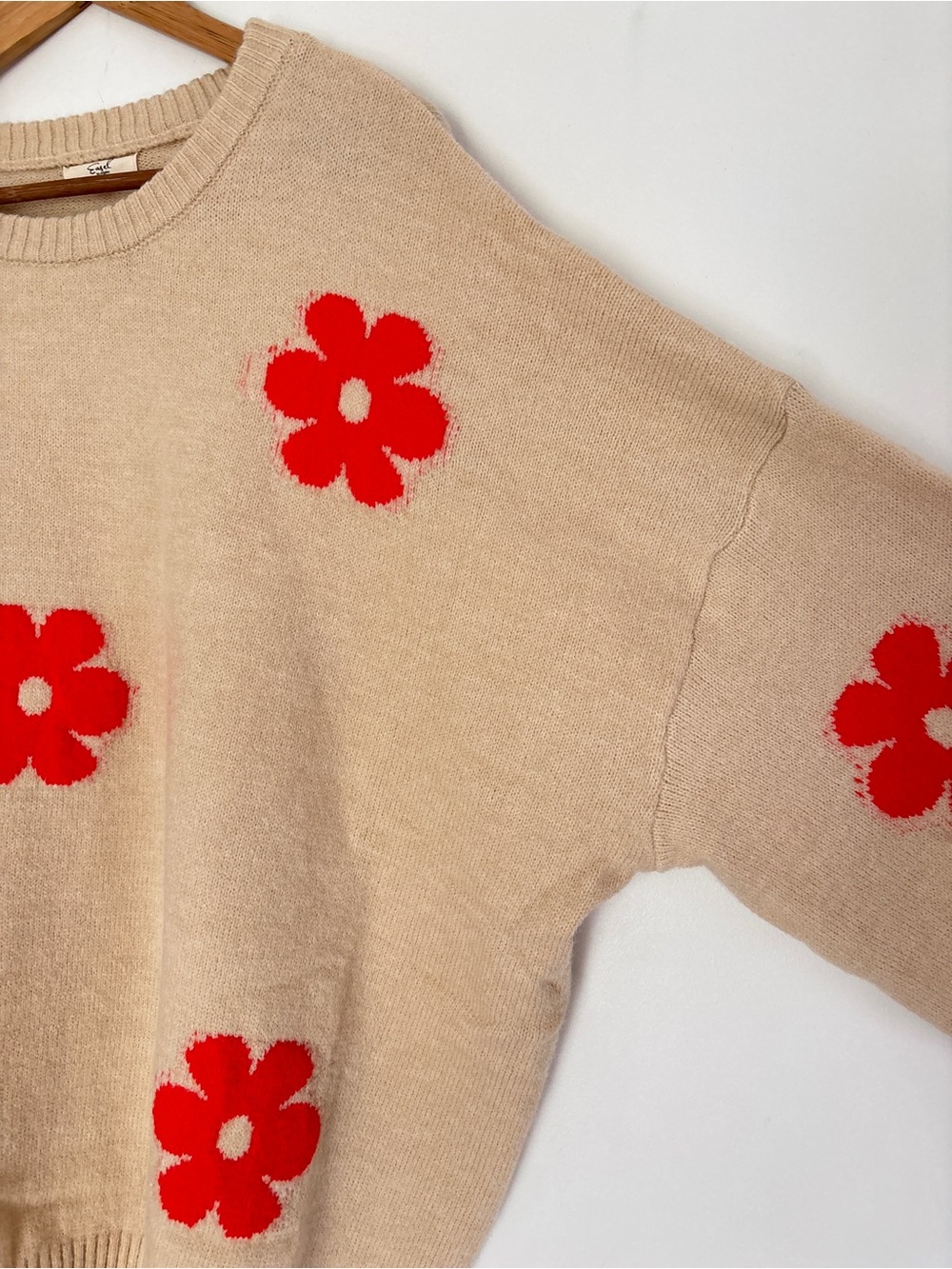 Easel Plus Crewneck Floral Sweater Size 2X Neutral Cozy Chic Boho * E10 - Picture 6 of 16